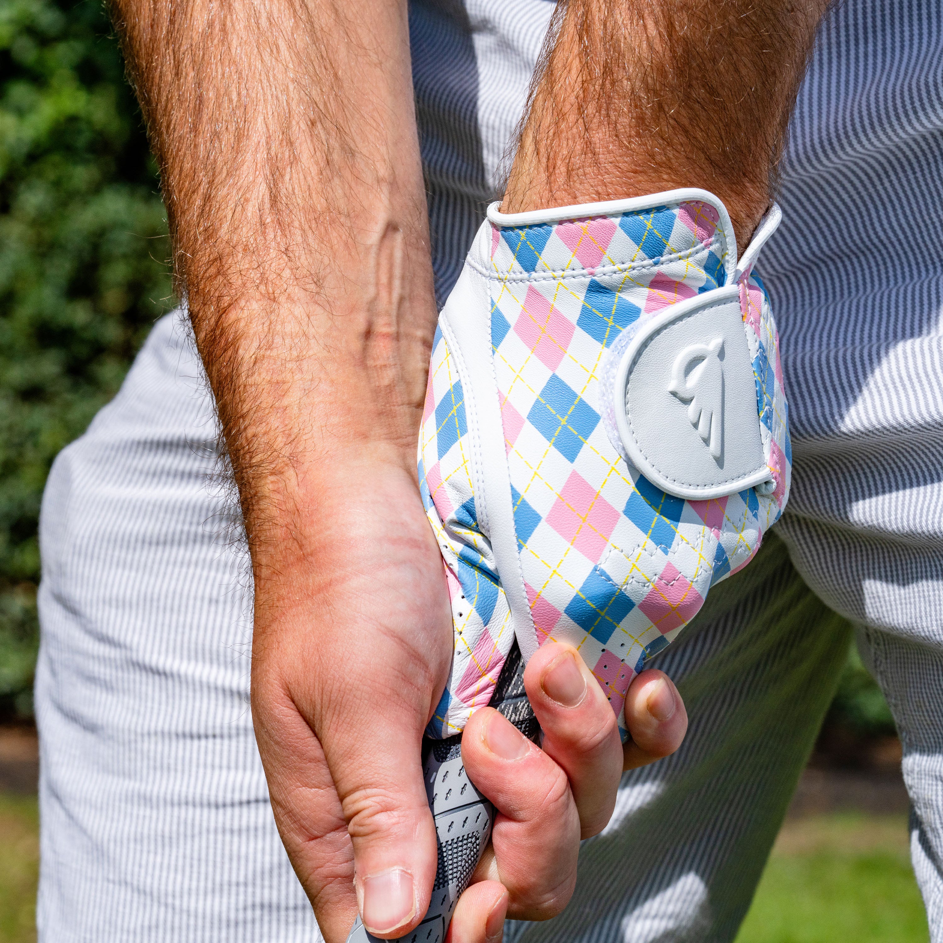 Blue Argyle Golf Glove