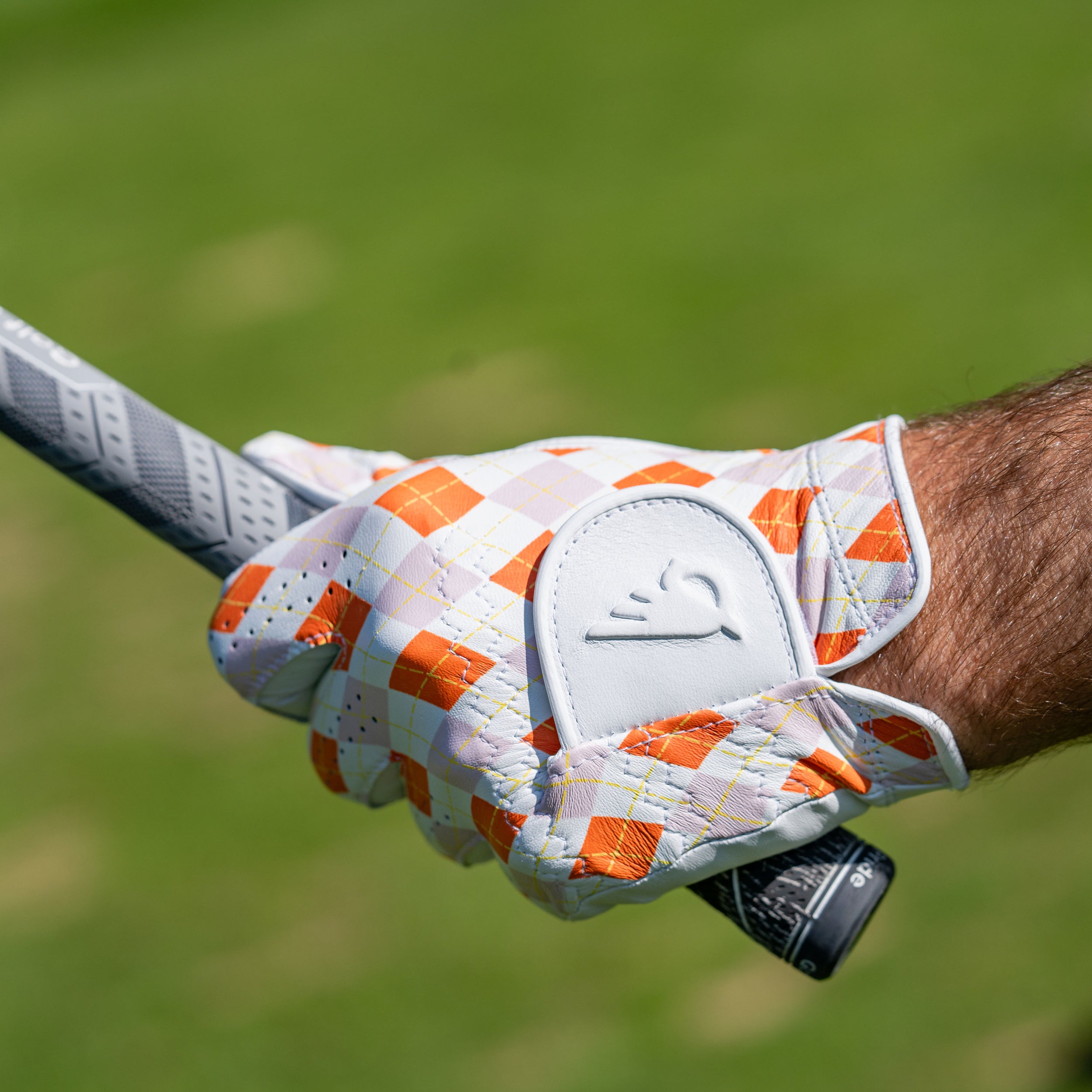 Orange Argyle Golf Glove