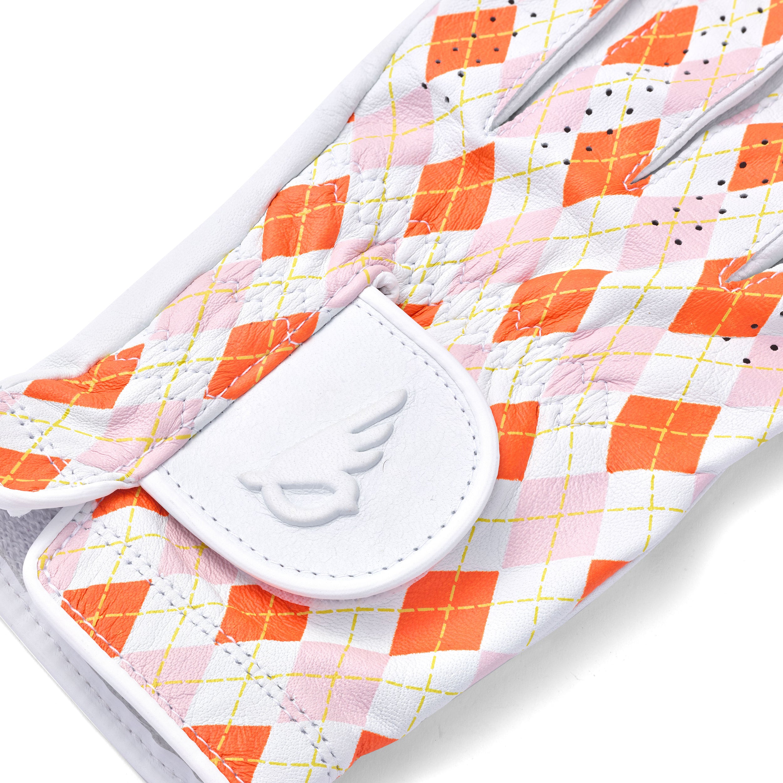 Orange Argyle Golf Glove
